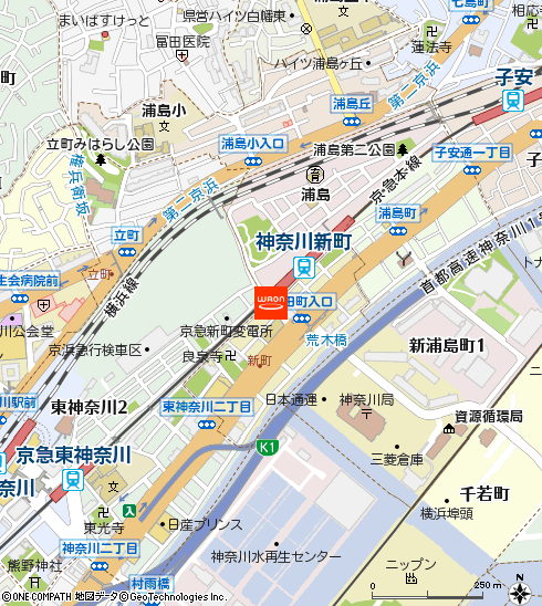 まいばすけっと神奈川新町駅前店付近の地図